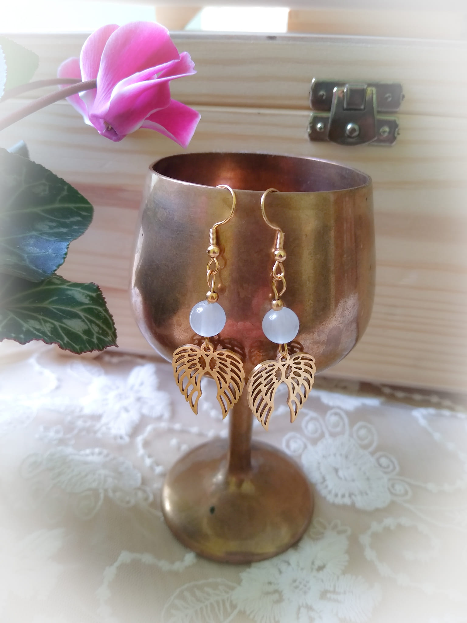 Kolczyki z selenitem "Celestial Grace" Angel Collection nr.1