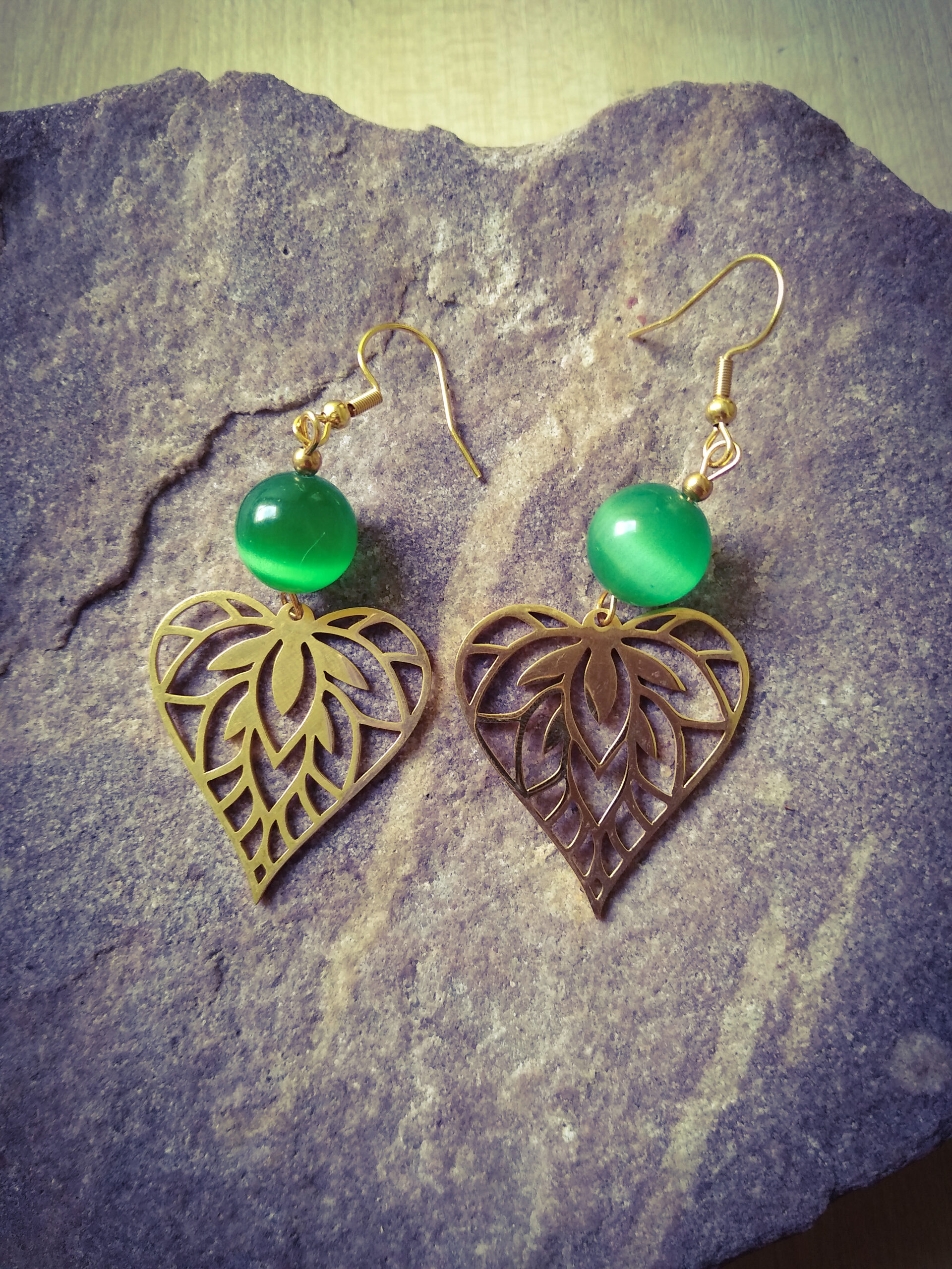 Kolczyki z kocim okiem "Sacred Leaf"