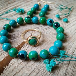 Komplet "Turquoise blend" - kolczyki, bransoletka, pierścionek